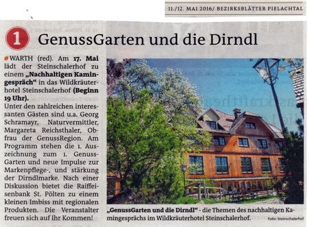 Kamingespräch Einladung für Genussgarten und die Dirndl