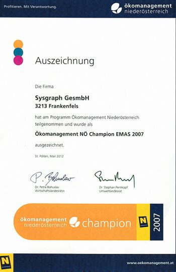 Champignon Ökoprojekt Steinschalerhof - verliehen 2012