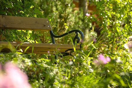 Bank im Südgarten-Laube