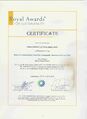Urkunde Royal Award
