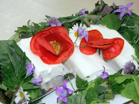 Mohnblüten auf regionalen Schafskäse - Steinschaler Küche