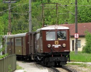 Ötscherbär Einfahrt in Station Steinschal