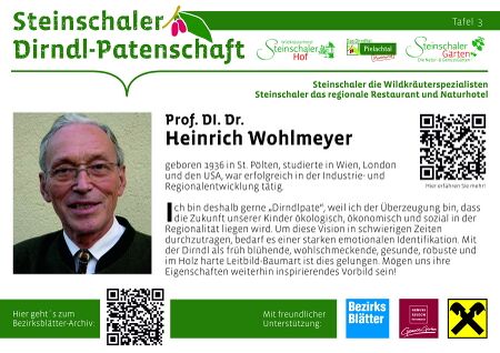 Dirndlpatenschaftschild Heinz Wohlmeyer
